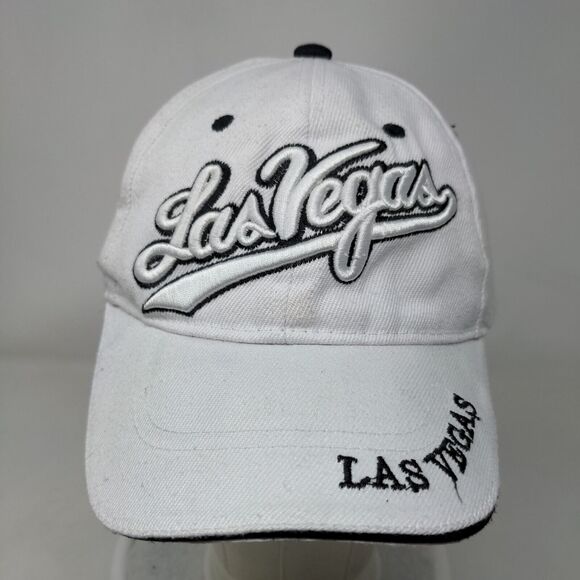 Las Vegas Strapback Hat White One Size Embroidered 6 Panel Lanza - Picture 2 of 9